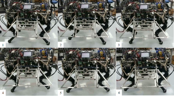 Screenshot of walking experiment of quadruped robot prototype