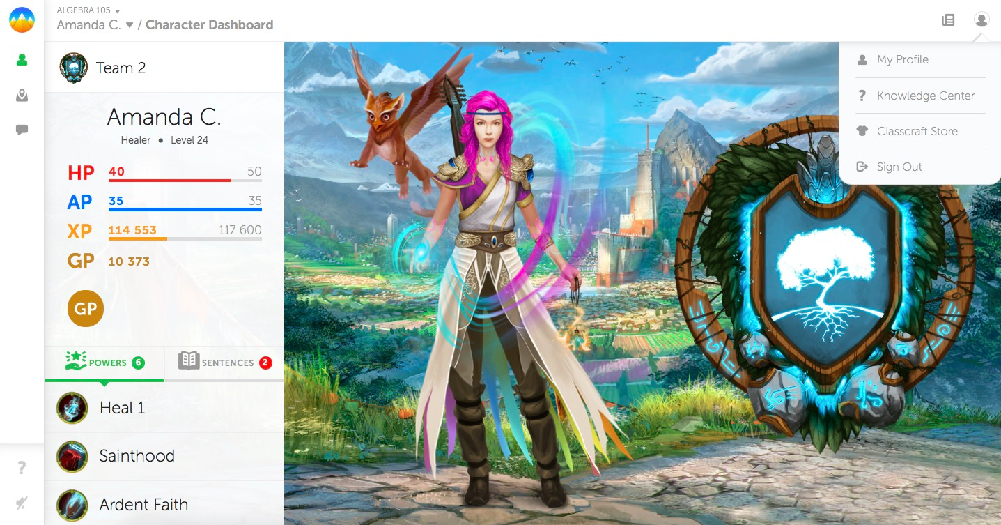 Figure 1. Classcraft, a learning management system (LMS) with a gamification taste and strong role-playing game (RPG) relationship (source: classcraft.com).