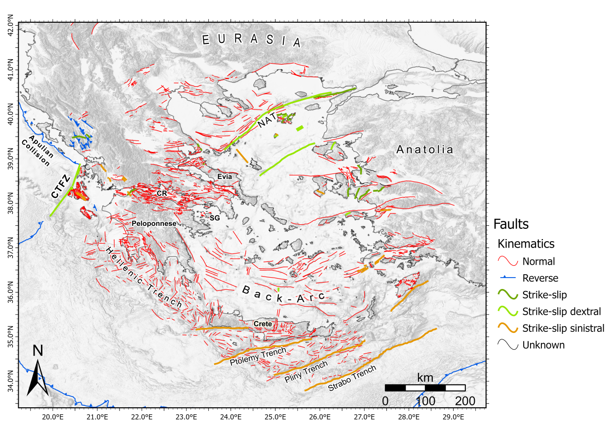 Basins analysed near the Gulf of Evia, Greece, UTM zone 34 N, that