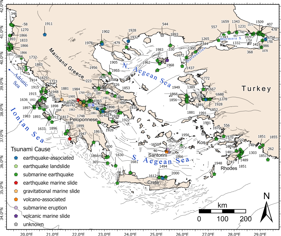 Tectonic map of southern Evia showing major structures and